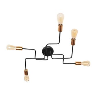 Netlighting Tube Multi Arm Semi Flush Ceiling Light Black Copper 64cm