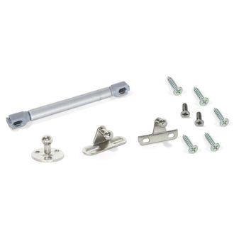 Emuca Pist&oacute;n A Gas Para Puertas Abatibles Fuerza 12 Kg Recorrido 100 Mm Con Enganches Gris Metalizado Emuca