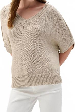 Joseph Ribkoff V-Neck Sweater Knit Relaxed Top In Moonstone