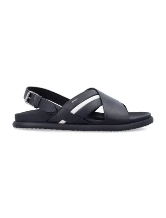 MEN'S BALLY BORDER T SANDALS, SLIDES, THONGS BLACK/WHITE