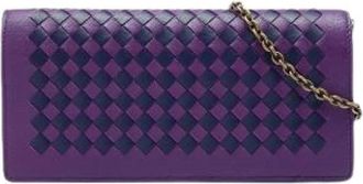Bottega Veneta Tweedehands leren schoudertassen - Dames - Vintage Clutch - Paars - ONE Size - Vintage