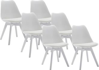 Vente-Unique Juego de 6 sillas JODY - Polipropileno y Haya - Blanco y patas blancas