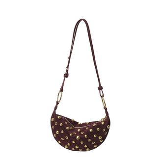 Generic Womens Faux Suede Shoulder Bag with Rivets Dumpling Design, Crossbody Bag for Shopping, Work, Travel and Leisure