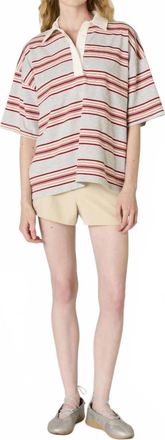 Nia Ronda Striped Rugby Top In Heather Grey Multi