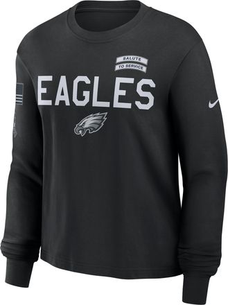 Nike Philadelphia Eagles Salute to Service Sideline Nike Womens Dri-FIT NFL Long-Sleeve T-Shirt in Black | 02GD00AA2R-ED0