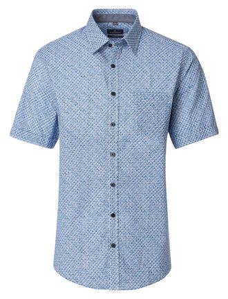 Casamoda Blauw geprint Overhemd Casa Moda patroon
