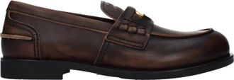 Miu Miu Mujers Mocasines Piel Marr&oacute;n/&Eacute;bano