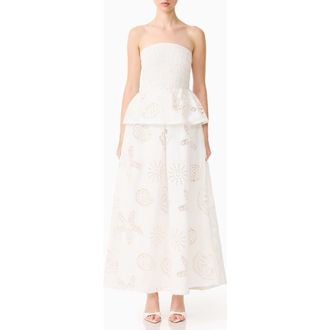 Elliatt Shell Broderie Strapless Gown in White at Nordstrom, Size X-Small