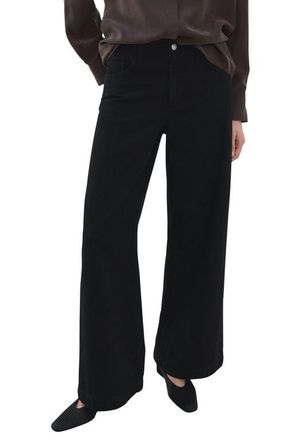 Mango Wide Leg Jeans in Black Denim at Nordstrom, Size 10