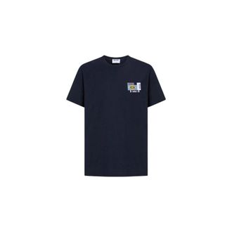 Moschino Embroidered Cotton Jersey T-Shirt - male - Moschino - T-Shirts - Blue - 2XL - Tops