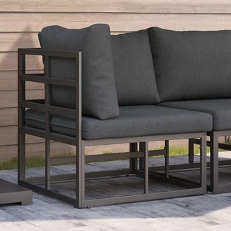 vidaXL Muebles De Exterior Con Coj&iacute;n Con Almohada Negro Aluminio