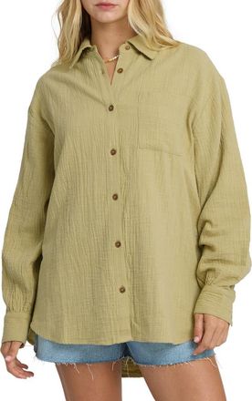 Billabong Wanderer Solid Cotton Shirt in Cactus at Nordstrom, Size X-Small