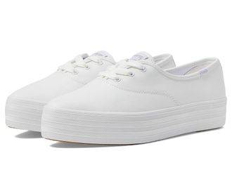 Keds Point Lace Up Womens Shoes White Leather : 10.5 B - Medium, Canvas
