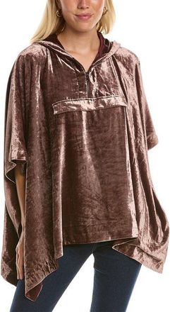 Brunello Cucinelli Brown Velvet Hooded Poncho Top, Size Medium