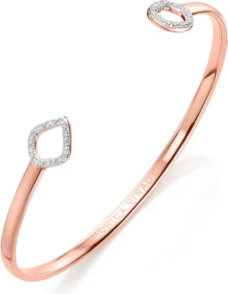 Monica Vinader Rose Gold Riva Mini Kite and Mini Circle Diamond Cuff Diamond