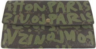 Louis Vuitton Brown Khaki Monogram Graffiti Long Wallet (Tri-Fold) (Pre-Owned)