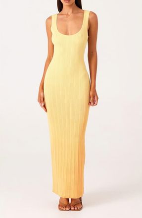 SNDYS Odessa Ombr&eacute; Variegated Rib Cody-Con Maxi Dress in Mango Ombre at Nordstrom, Size X-Large