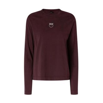 Pinko Pinko - Love Birds Long Sleeve T-shirt - Dames - Tops - Bruin - Maat: M Katoen