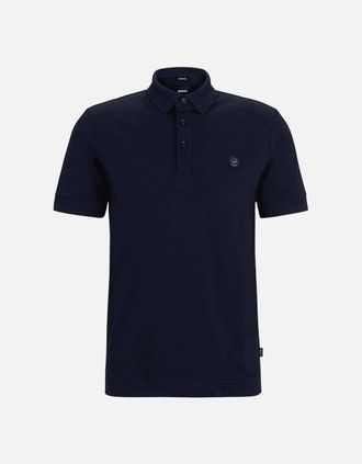 HUGO BOSS Mens C-Parris 01 Navy Mercerised Polo Shirt - Black - Size: 44