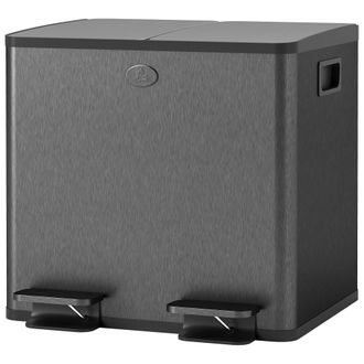 HOMCOM Homcom Cestino Rifiuti A 2 Sezioni Da 15l In Acciaio E Pp 41.7x36.6x43.2 Cm Nero