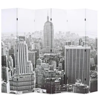 vidaXL Biombo Divisor Plegable 228x170 Cm Nueva York Blanco Y Negro Vidaxl