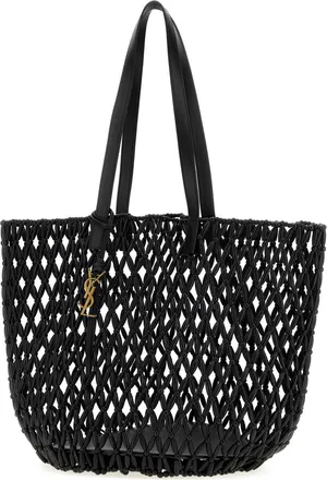 Saint Laurent Womens Panier Tote Black Wood Finitura Metal
