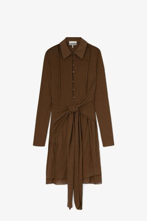 Ganni Short Dress in Marl Mesh - Size 10/12 Brown