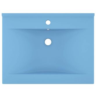 Berkfield Home Luxury Basin with Faucet Hole Matt Light Blue 60x46 cm Ceramic
