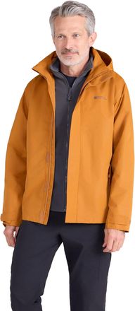 Mountain Warehouse Fell Mens 3 in 1 Water Resistant Jacket - Adjustable Coat with Packaway Hood, Detachable Inner Fleece & Many Pockets - For Hiking & Outdoors Burnt Ora