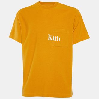 Kith Mustard Yellow Cotton Knit Logo Printed Crewneck T-Shirt