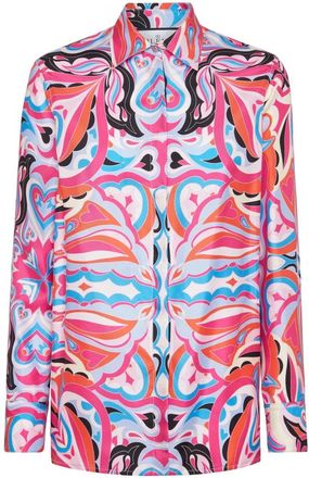 Philipp Plein Circus-print Silk Twill Shirt - Dames - Overhemden - Veelkleurig - XS - Overhemden