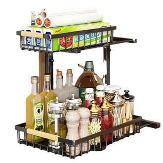 OEM Estante De Almacenamiento De Condimentos De Cocina, Estante De Ba&ntilde;o, Inodoro, Ducha, Gel, Almacenamiento De Piso, Estante Doble Debajo Del Fregadero