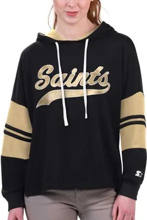 Starter Womens Starter Black New Orleans Saints Bump And Run Long Sleeve Hoodie T-Shirt at Nordstrom, Size Xx-Large
