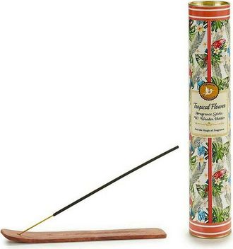 Bigbuy Juego De Varitas De Incienso En Lata - Flores Tropicales (12 X 30 Unidades) + Soporte
