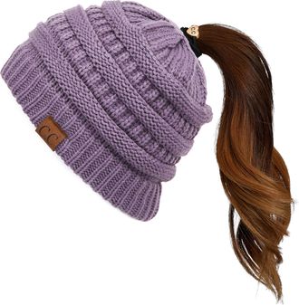C.C CC Exclusive Solid Colour Beanie Tail Hat for Adult (MB-20A) (Purple)