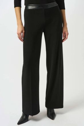 Joseph Ribkoff Silky Knit & Leatherette Wide-Leg Pants In Black