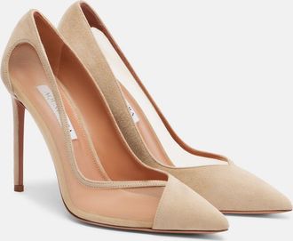 Aquazzura Studio 105 mesh and suede pumps