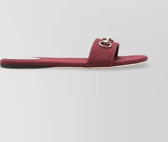 Gucci canvas flat sole sandals with metal hardware