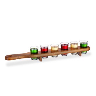 Relaxdays Set De 54 Vasos Para Chupitos, Nueve Porta Chupitos, 4 Cl, Medio Metro, Marr&oacute;n - Relaxdays