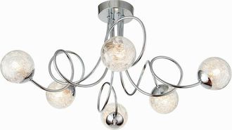 Endon Lighting Auria - led 6 Light Semi flush Chrome With Chrome Wire, Bead Shade, G9