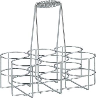 OEM Cesta Met&aacute;lica Cromada Para Botellas - Capacidad Para 6 Botellas - Compatible Con Botellas De Vidrio Y Pet De Hasta 1,5 L - Acabado Brillante