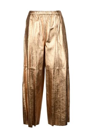 Alysi Wide-Leg Leather Trousers - Bronze