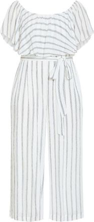 City Chic Emery Stripe Jumpsuit in Black Stripe at Nordstrom, Size Xxxs