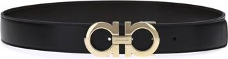 Ferragamo Black Gancini Solid Reversible Belt