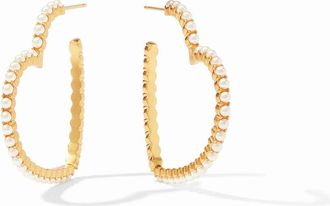 Julie Vos Womens Esme Heart Pearl Hoop Earrings In Gold