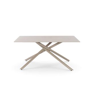 Konte Design Mesa cer&aacute;mica travertino con patas x beige 140 &times; 90 cm