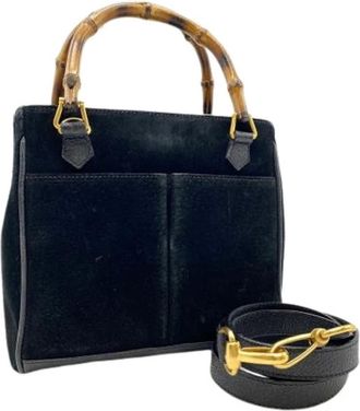 Gucci Pre-owned Handbags, female, Black, Size: ONE SIZE Pre-owned Vintage Suede Handbag