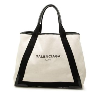 Balenciaga Black Ivory Canvas Leather Handbag Tote Bag (Pre-Owned)