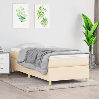 vidaXL Cama Box Spring Con Colch&oacute;n Tela Color Crema 100x200 Cm Vidaxl