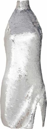 Balmain Korte pailletten halternek jurk - Dames - Feestkleedjes - Grijs - XS - Pailletten - Kleedjes
